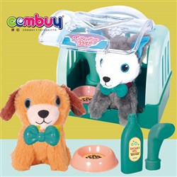 CB871296 CB871297 - Stuffed puppy pet dog play set plush toy animals with cage